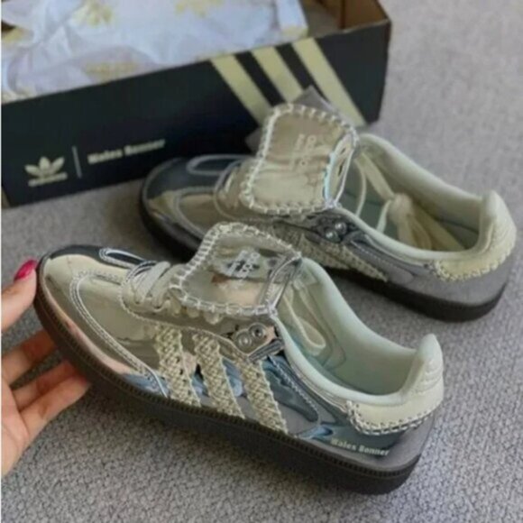 Adidas Samba x Wales Bonner Low Silver Metallic Sneakers - Picture 1 of 7